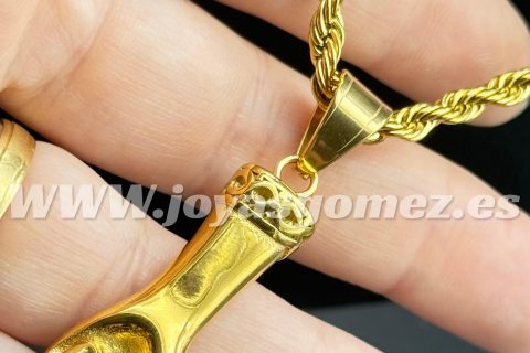 Colgante puño -cordón 4*60cm, acero 316 L chapado oro 18k