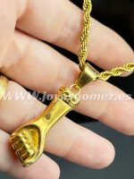 Colgante puño -cordón 4*60cm, acero 316 L chapado oro 18k
