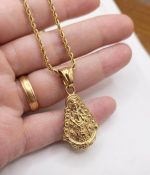 Cordón 2*60cm + colgante virgen del rocío,acero 316L chapado oro 18k - Imagen 2