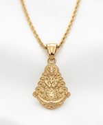 Cordón 2*60cm + colgante virgen del rocío,acero 316L chapado oro 18k