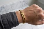 Esclava, acero 316L Chapado oro 18k,10MM grueso-21cm largo- grabado láser