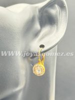 Pendientes redondos piedras,2.5cm, acero 316L chapado oro 18k - Imagen 2