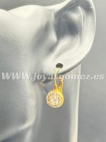 Pendientes redondos piedras,2.5cm, acero 316L chapado oro 18k - Imagen 2