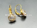 Pendientes redondos piedras,2.5cm, acero 316L chapado oro 18k