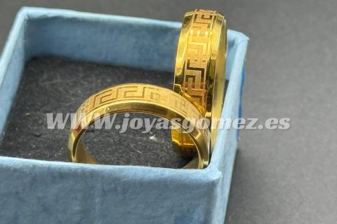 Alianza greca 6 mm tallas 16-18-20, acero 316L chapado oro 18k