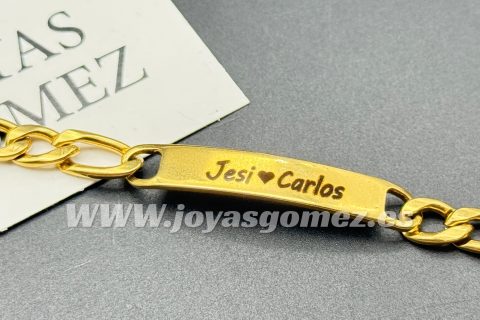 Esclava 21cm*7 mm, acero 316L chapado oro 18k
