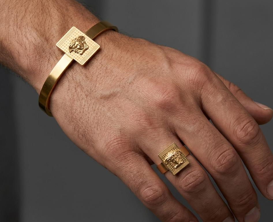 WhatsApp Image 2026-04-27 at 09.33.15 Pulsera - anillo ajustable medusa greca cuadrado-acero 316L chapado oro 18k - Imagen 1