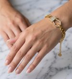 Pulsera candado , medida 15-20 cm ajustable,acero 316 L chapado oro 18k - Imagen 2