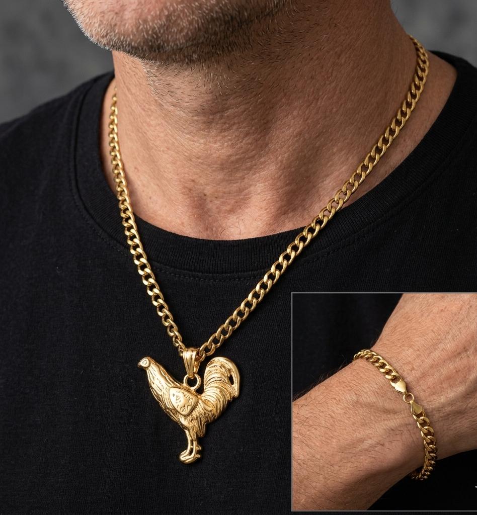 WhatsApp Image 2026-05-18 at 10.46.22 Conjunto cadena -pulsera +gallo, acero 316L chapado oro 18k - Imagen 1