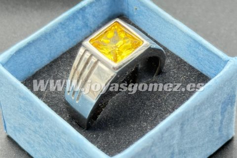 Sello piedra ambar, talla 22 , acero 316L-LIQUIDACION-