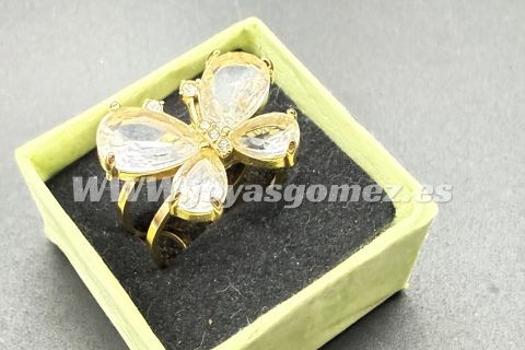 Sortija mariposa, chapado oro 18k. talla disponible 16