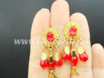 Corales pescaito-camafeo rojo 4cm, acero 316L chapado oro 18k - Imagen 2