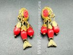 Corales pescaito-camafeo rojo 4cm, acero 316L chapado oro 18k