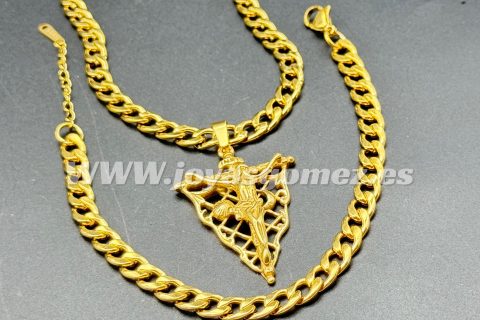 Conjunto de cadena y pulsera 6mm+cristo INRY, acero 316L chapado oro 18k