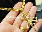 Cadena café 6*60 cm+Colgante Legión Española, acero 316L chapado oro 18k