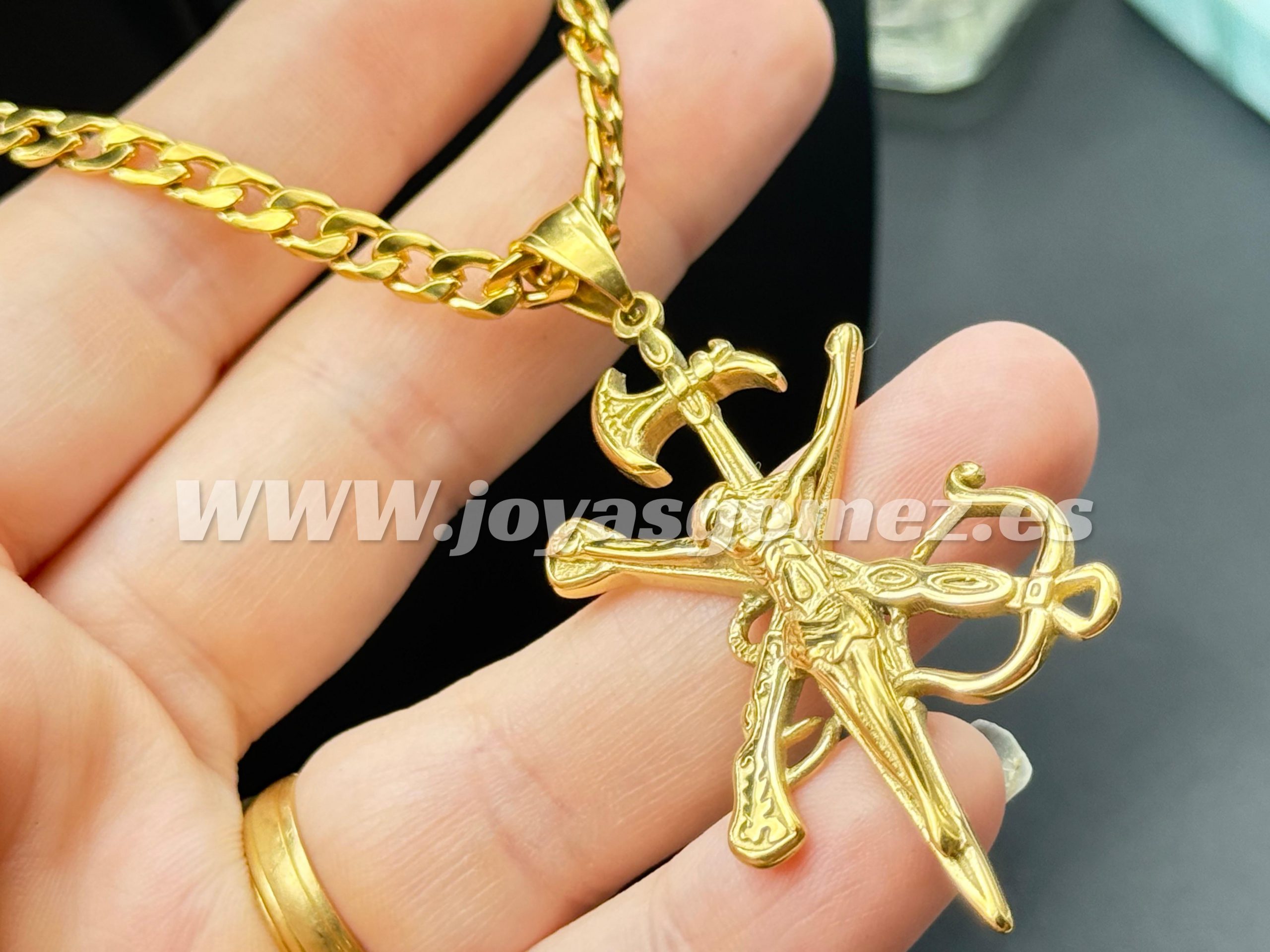 WhatsApp Image 2025-09-18 at 09.58.00 (14) Cadena 4*60cm + Colgante Legión Española , acero 316L chapado oro 18k - Imagen 1