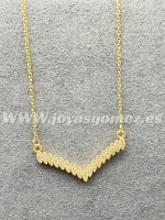 Gargantilla de circonitas cúbicas en forma de V, acero 316L chapado oro 18k