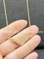 Gargantilla de circonitas cúbicas en forma de V, acero 316L chapado oro 18k - Imagen 2