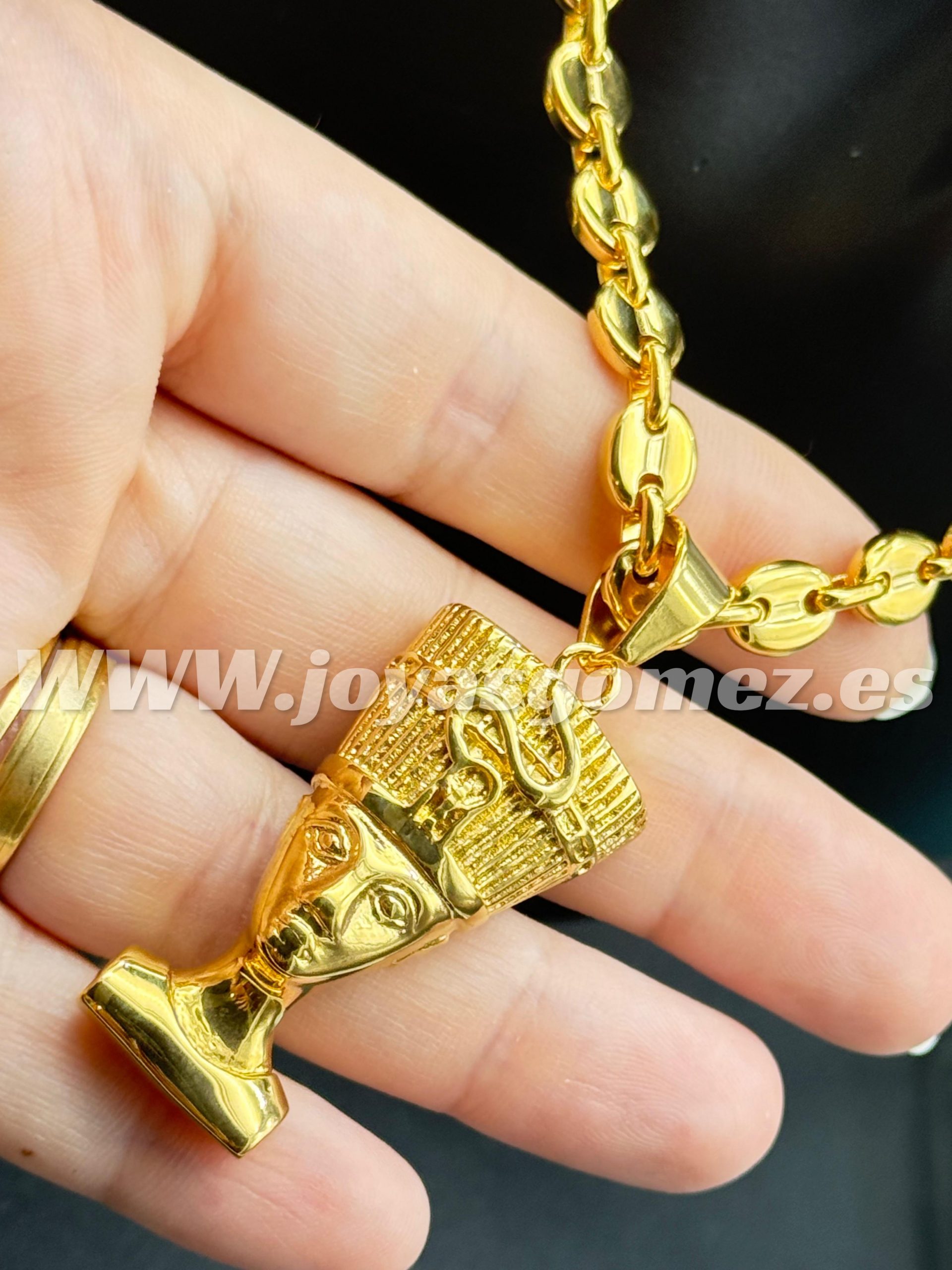 WhatsApp Image 2025-09-18 at 09.58.00 Cadena café 6*60 cm+Colgante egipcio, acero 316L chapado oro 18k - Imagen 1