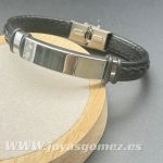 Pulsera Enlaces combinados en acero y caucho,acero 316 L