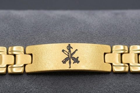 Esclava 12* 21cm- logo legión española, acero 316L chapado oro 18k