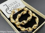 Pendientes greca ancha, 4cm largo, acero chapado oro 18k