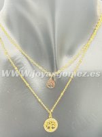 Gargantilla árbol de la vida ,acero 316L chapado oro 18k
