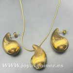Conjunto gota de agua, acero 316L chapado oro 18k
