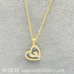 Gargantilla corazón con huellas de bebé ,acero 316L chapado oro 18k