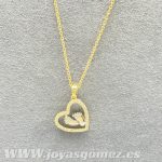 Gargantilla corazón con huellas de bebé ,acero 316L chapado oro 18k