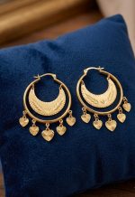 Pendientes panderetas 4cm,acero 316L chapado oro 18k