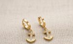 Pendientes ancla, acero 316L chapado oro 18k