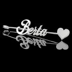 Broche con nombre, plata de ley