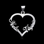 Colgante Corazón con Dos Nombres Personalizados,plata de ley