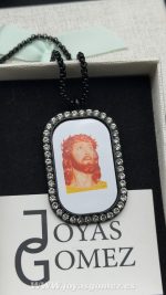 Cadena con placa circonitas foto en color,- PROMOCIÓN-