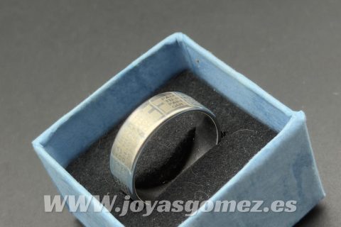 Anillo PADRE NUESTRO , acero 316L -LIQUIDACION- tallas 16,18,22