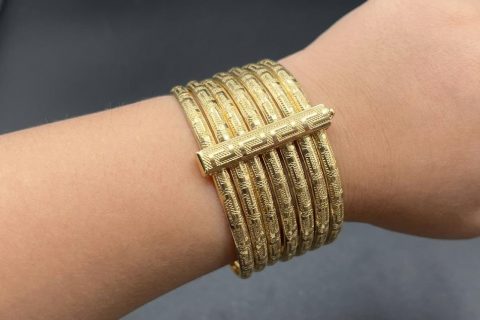 Semanario niña greca,acero 316L chapado oro 18k-OFERTA-