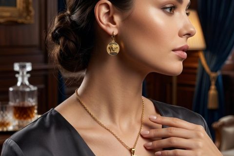 Conjunto MEDUSA , acero 316L chapado oro 18k -LIQUIDACION-