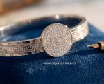 Brazalete greca con circonitas ,acero 316 L chapado oro 18k