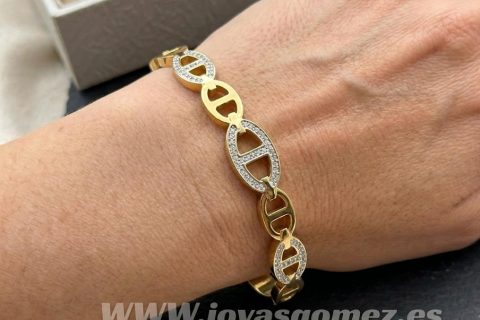 Brazalete eslabones de ancla ,acero 316 L chapado oro 18k