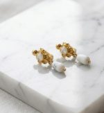 Corales blancos niña, acero 316L chapado oro 18k
