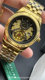 Reloj calendario, acero 316L chapado oro 18k - Imagen 2