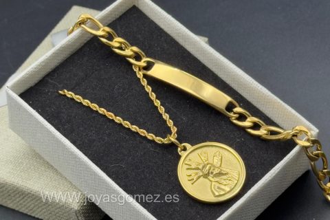 Conjunto de HOMBRE, acero 316 L chapado oro 18k