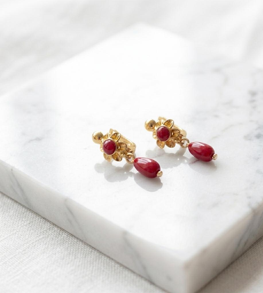 WhatsApp Image 2026-04-03 at 11.02.57 Corales rojos niña, acero 316L chapado oro 18k - Imagen 1