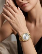 Reloj esfera nácar circonitas ,acero 316L chapado oro 18k- PROMOCIÓN- - Imagen 2
