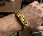 Pulsera águila 12MM- 22CM, acero 316L chapado oro 18k