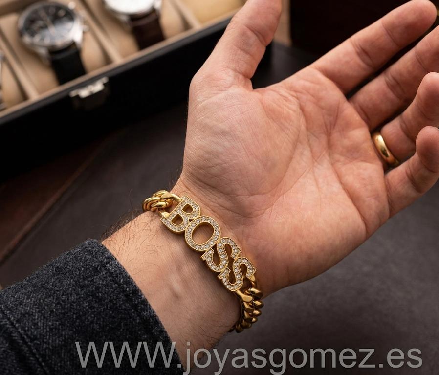 WhatsApp Image 2026-05-20 at 11.18.10 Pulsera BOSS circonitas, 23*12 mm, acero 316L chapado oro 18k - Imagen 1
