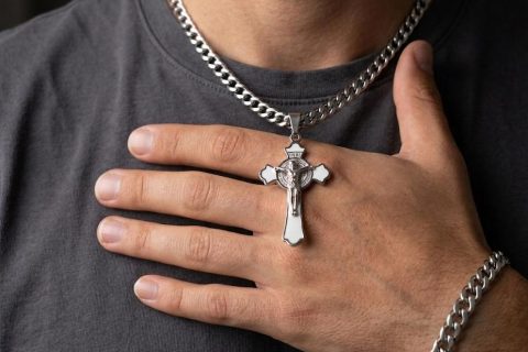 Cadena y pulsera 6mm+Crucifijo inry ,acero 316L- PROMOCIÓN-