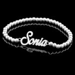 PULSERA PERSONALIZADA BOLAS 4 MM Y NOMBRE,plata de ley