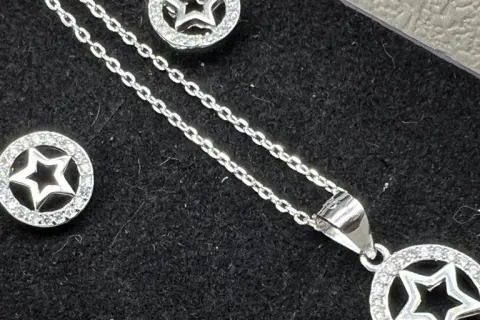 Conjunto estrella circonitas rodiado-plata de ley